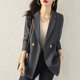 Suit jacket women's spring and autumn Korean version temperament British style casual double-breasted slim ladies high-end suit top