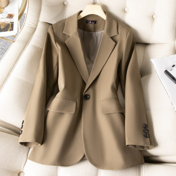 Coffee-colored suit jacket female 2022 new autumn temperament large size early autumn casual high-end fried street small suit autumn