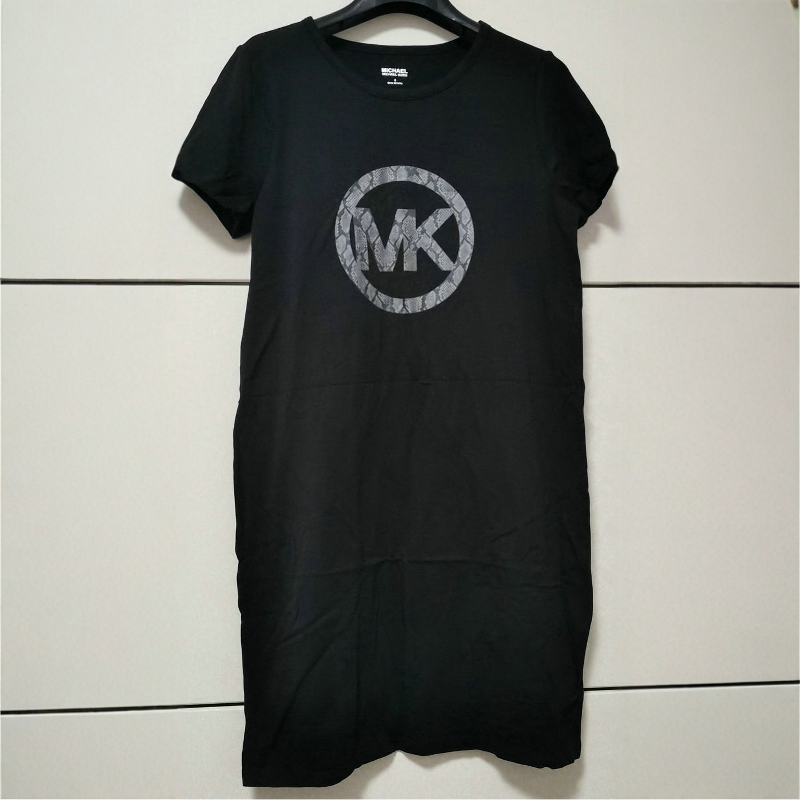 Michael Kors New Summer Style Mk Women's Fashionable Casual and Comfortable Letter-Printed Round-Neck Short-Sleeved Dress