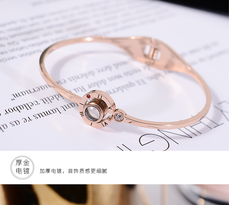 Rung mạng đỏ với vòng tay nữ 100 ngôn ngữ Tôi yêu bạn vòng đeo tay bằng titan mạ vàng trang sức tặng vàng vòng tay