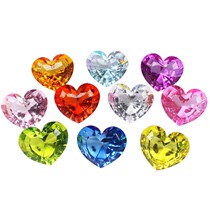 Kids Boys Girls Plastic Acrylic No Hole Heart Shape Oversized Gemstone Play Crystal Reward Gift