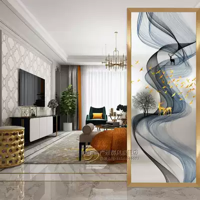 Modern abstract light luxury art glass partition living room frosted translucent screen Bedroom decoration entrance shoe cabinet