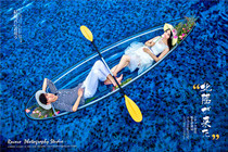 New sea view wedding photography travel props double sightseeing transparent boat Crystal boat Beach shooting background big boat