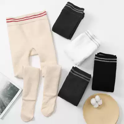 Autumn and winter New cashmere thickened children's pantyhose gold silk plus velvet girls underwear socks stepping on the foot wear oatmeal color