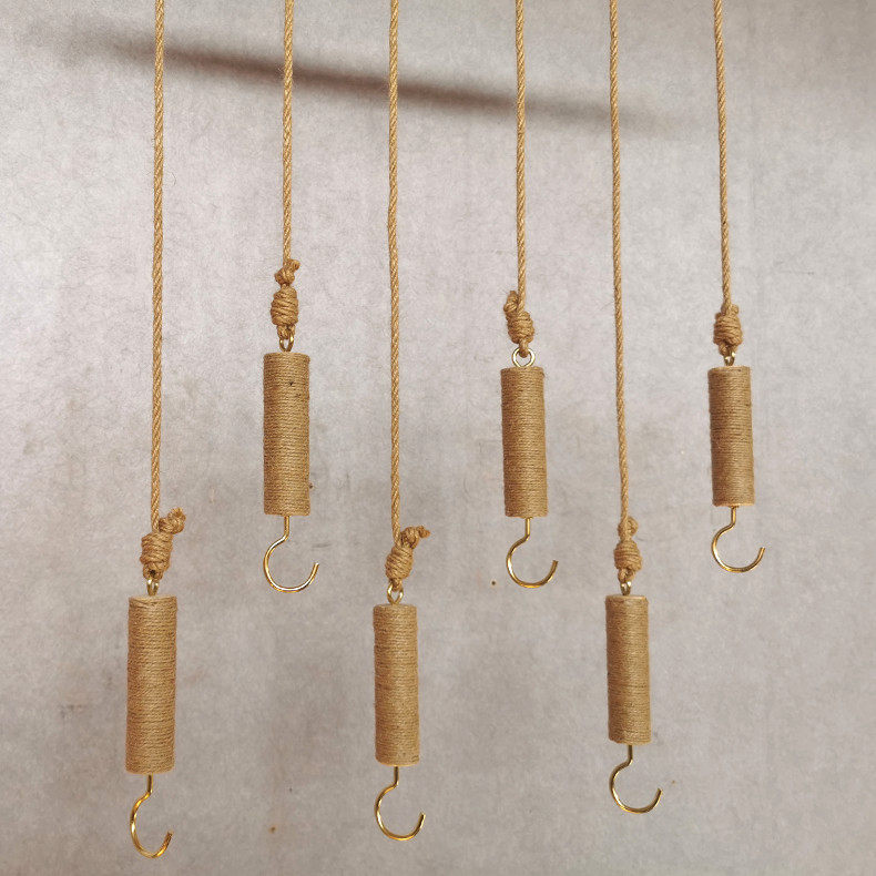 Clothing Store Solid Wood Hanging Clothes Hook Rings Side Hanging Clothes Rack Upper Wall Display Racks HANGING RETRO HEMP ROPE PENDANT