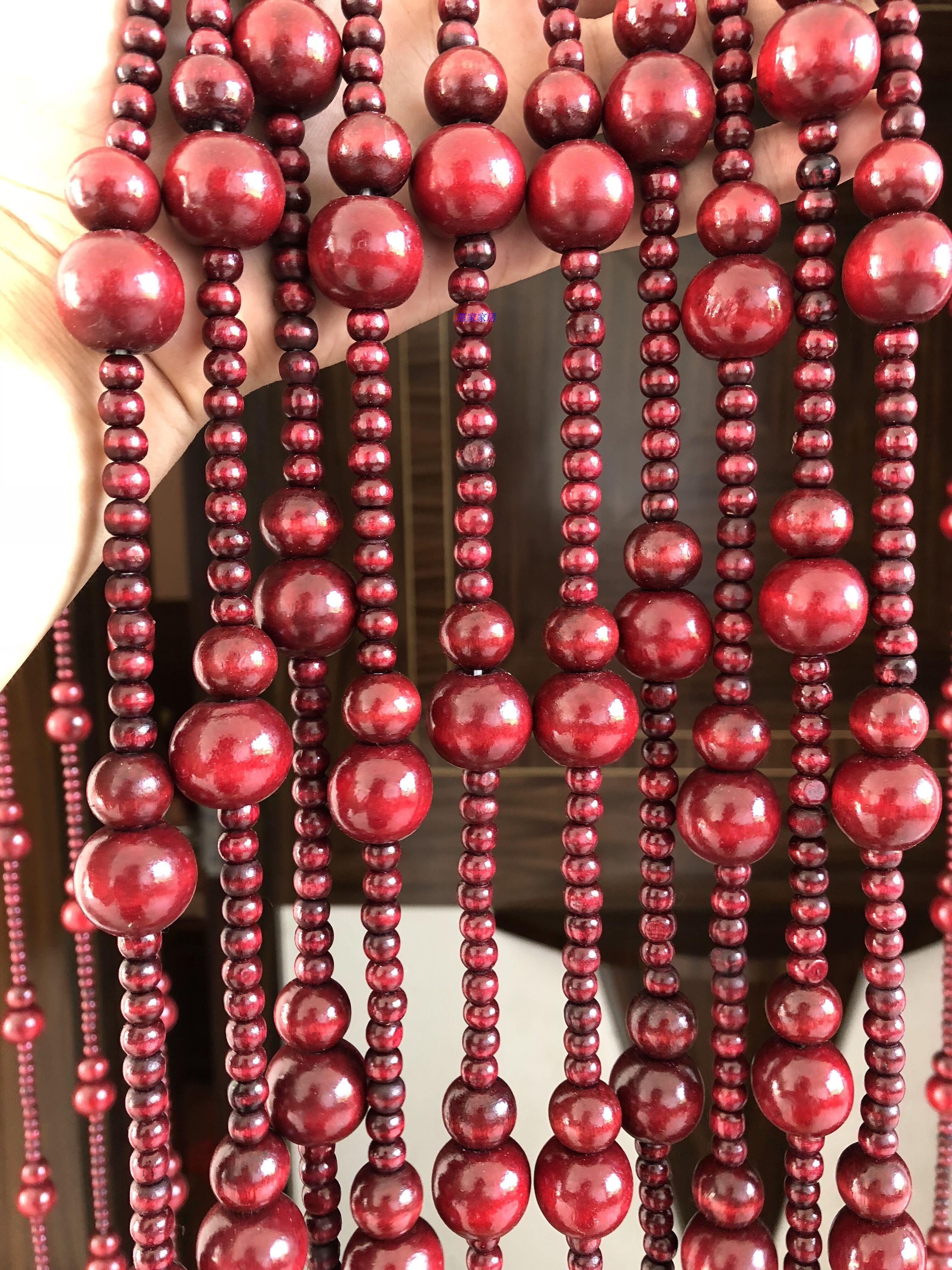 Solid Wood Round Pearl Door Curtain Finished Lotus Wood Bead Curtain Door Pair Door Feng Shui Partition Window Xuanguan Curtain Bedroom Retro Bead Curtain