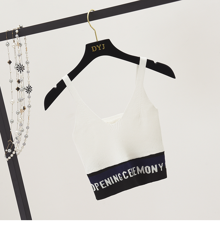 Hồng Kông phong cách retro chic đan sling slim slim bên trong vest ngắn vest ngắn rốn bụng áo sơ mi nữ gợi cảm shop thời trang nữ