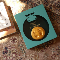 Year of the Ox baby hand and foot ink mold foot model photo frame baby hand and foot print fetal hair full moon souvenir 100 days souvenir