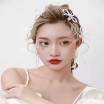 Bride headdress Japanese and Korean sweet bow hairpin set wedding dress wedding styling accessories female photo hair