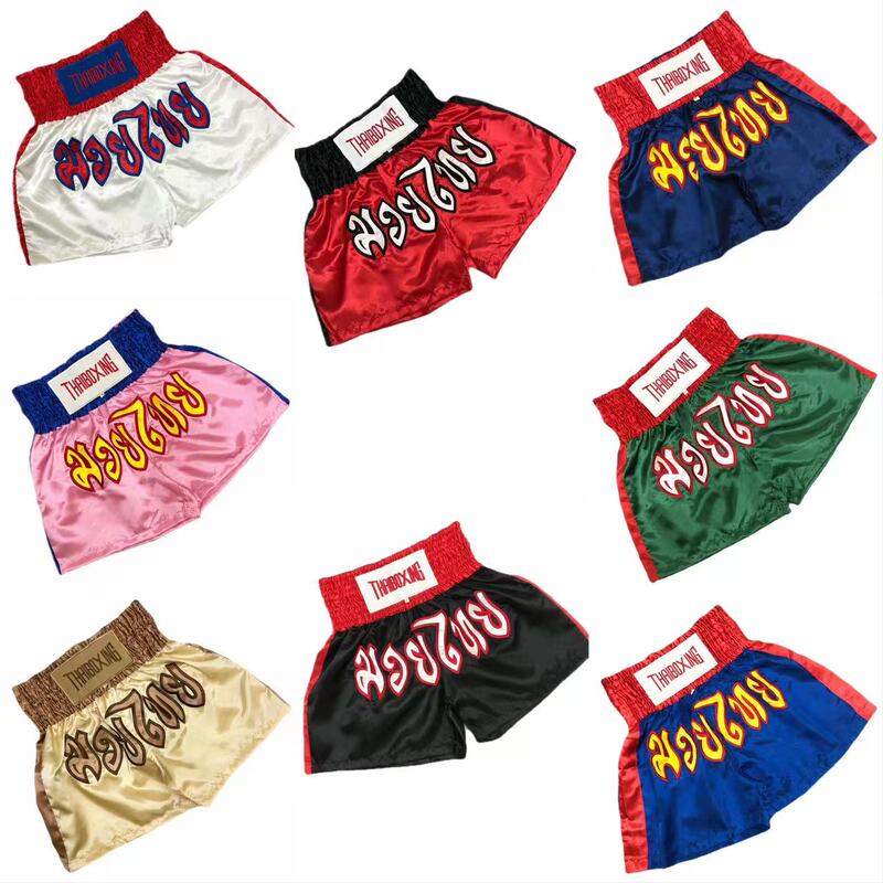 Muay Thai Embroidered Shorts Mixed Martial Arts Professional Sanda Men's and Women's Mma Boxing Uniform Competition Training Fighting