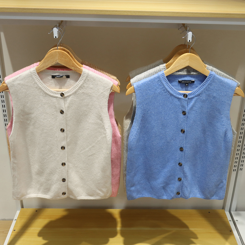 Y5896 Foreign Trade European and American Style Round Neck Knitted Cardigan Vest for Women, Single-Breasted Sleeveless Outerwear Layering Vest Y5896 Foreign Trade European and American Style Round Neck Knitted Cardigan Vest for Women, Single-Breasted Sleeveless Outerwear Layering Vest