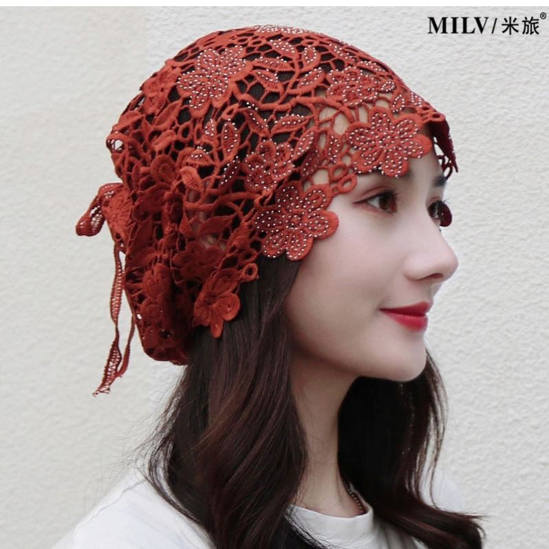 Hui headscarf with headscarf female fashion summer lace lace lace lace lace lace head cap Muslim headscarf new