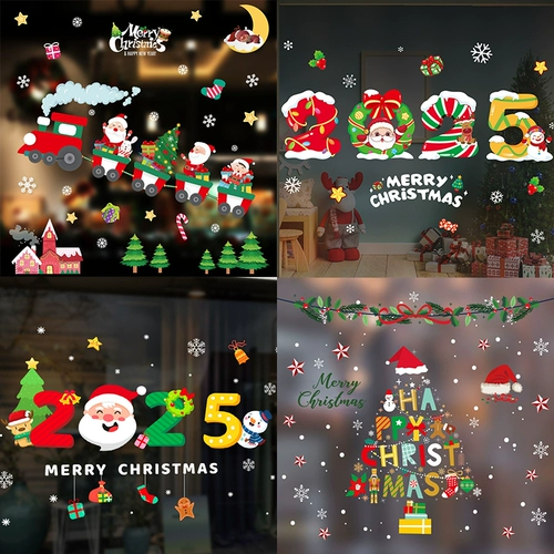 Рождественский декор, стеклянные электрические наклейки для детского сада