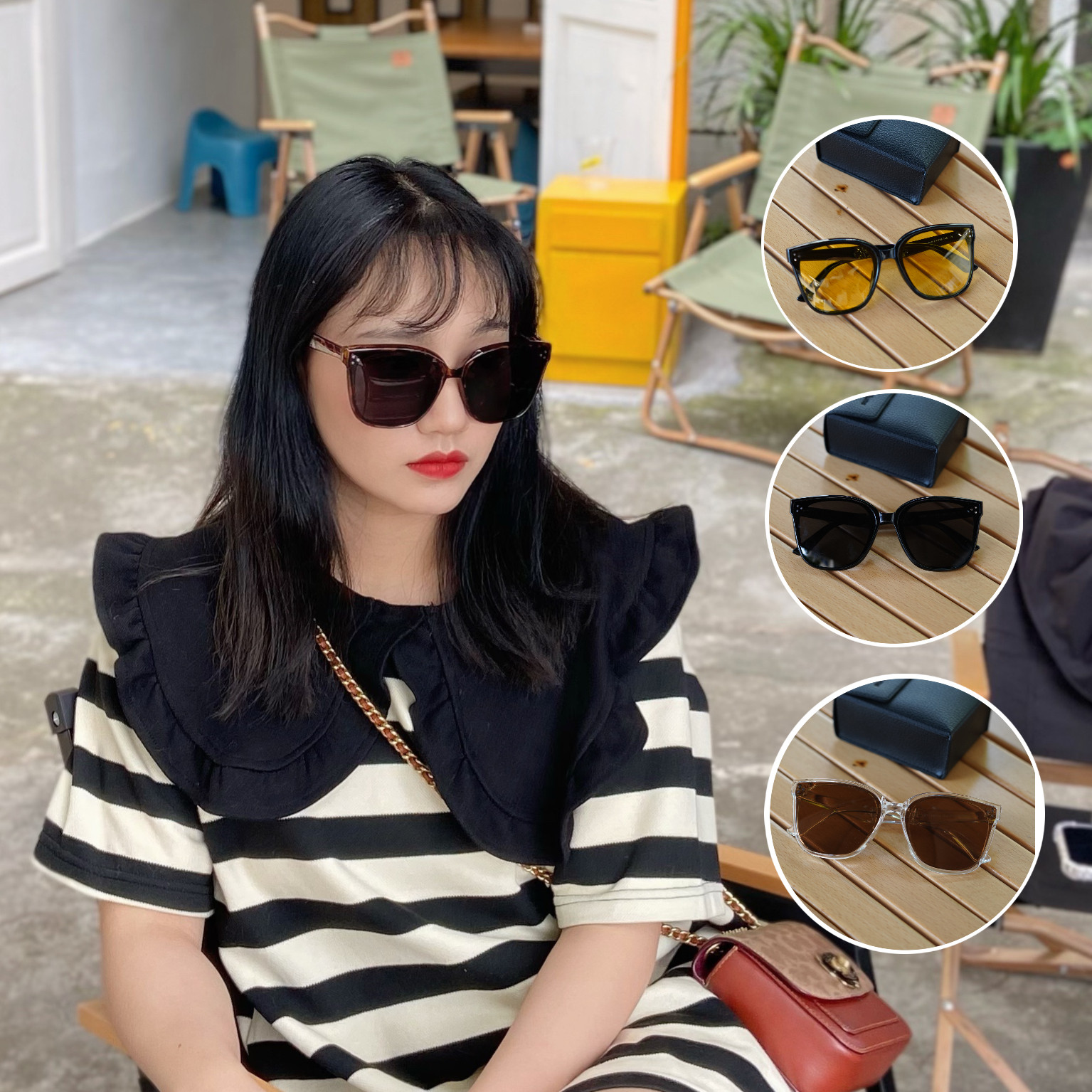 () Banana * next replacement aslamiya portable folding sunglasses GM same square sunglasses shade summer