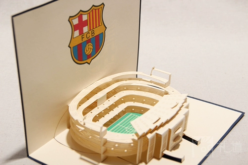 3D Трехмерное приветствие Барселона Трехмерное стадион Творческая бумага для резьбы настройки футбольной бумаги Кубка мира
