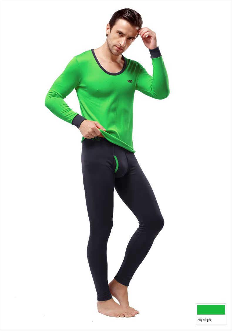 52025 màu tương phản thể thao nam và nữ đồ lót nhiệt modal cotton quần áo mùa thu quần dài những người yêu thích đồ lót - Phù hợp với nóng lên bộ đồ