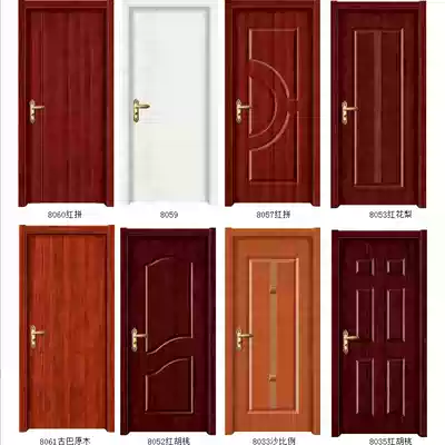 Ecological paint door melamine indoor solid wood composite door solid wood composite door custom wooden door Chinese knot style