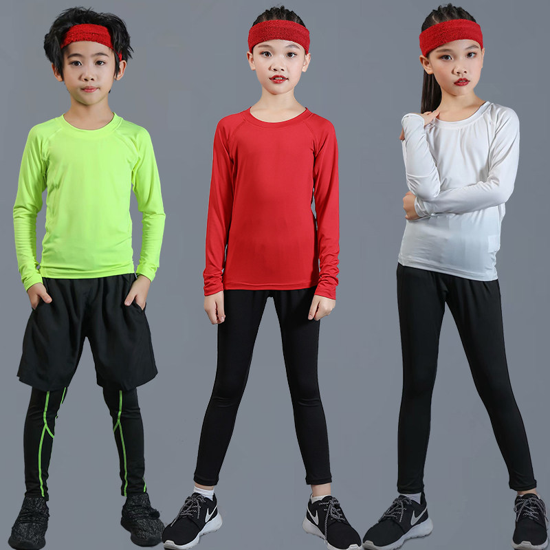 Children sport tight clothes training clothes male and female child speed dry clothes boys football basketball running pulley beating bottom suit-Taobao