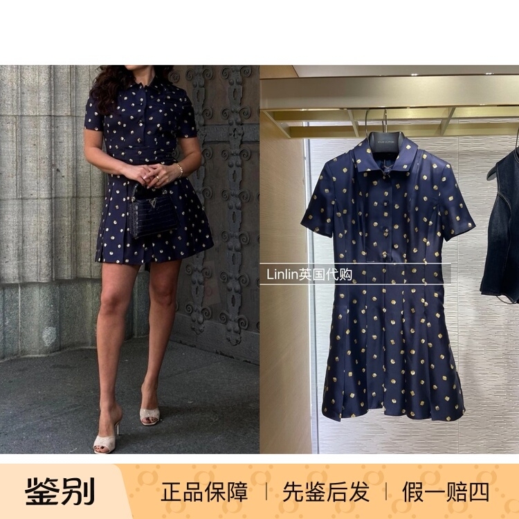 Uk Purchasing Agent Louis Vuitton Lv 26 Early Autumn New Women's Short-Sleeved Dress