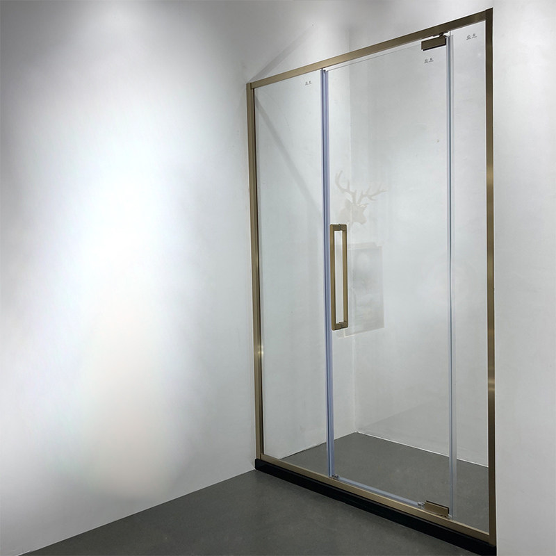 Net red shower room partition golden bathroom glass household makeup room dry and wet separation sliding door bathroom bath screen