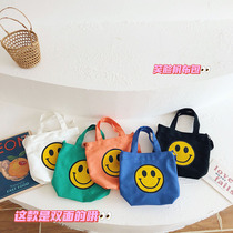 New for boys and girls canvas small bag children Korean Smiley letter Joker cute one-shoulder diagonal bag accessories bag