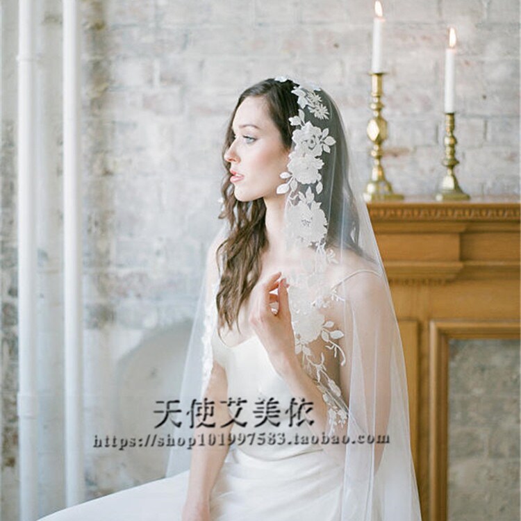 Meritocratic lace applique white extra-long 3 m European style long trailing head yarn brigade clawed wedding photo head yarn new