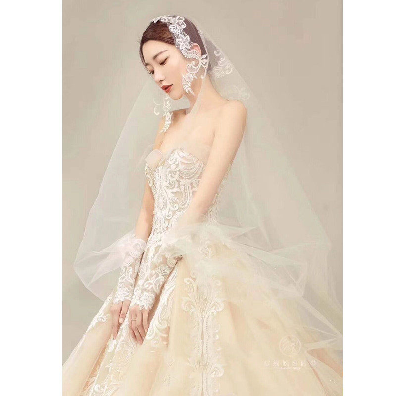 Clear Barn Pick Up Missed design Bride Wedding Shawl Veil dress with hand sleeves Veil Veil slim (excluding wedding dresses)