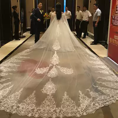 New fashion bridal wedding dress accessories long version of large trailing cloak-style shawl lace row of flowers outside the shoulder yarn