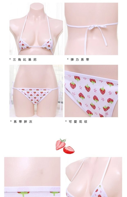 Nhật Bản ren dâu tây bikini Ba điểm dâu mềm mại cô gái béo lần Chia nước chết suối nước nóng dễ thương áo tắm