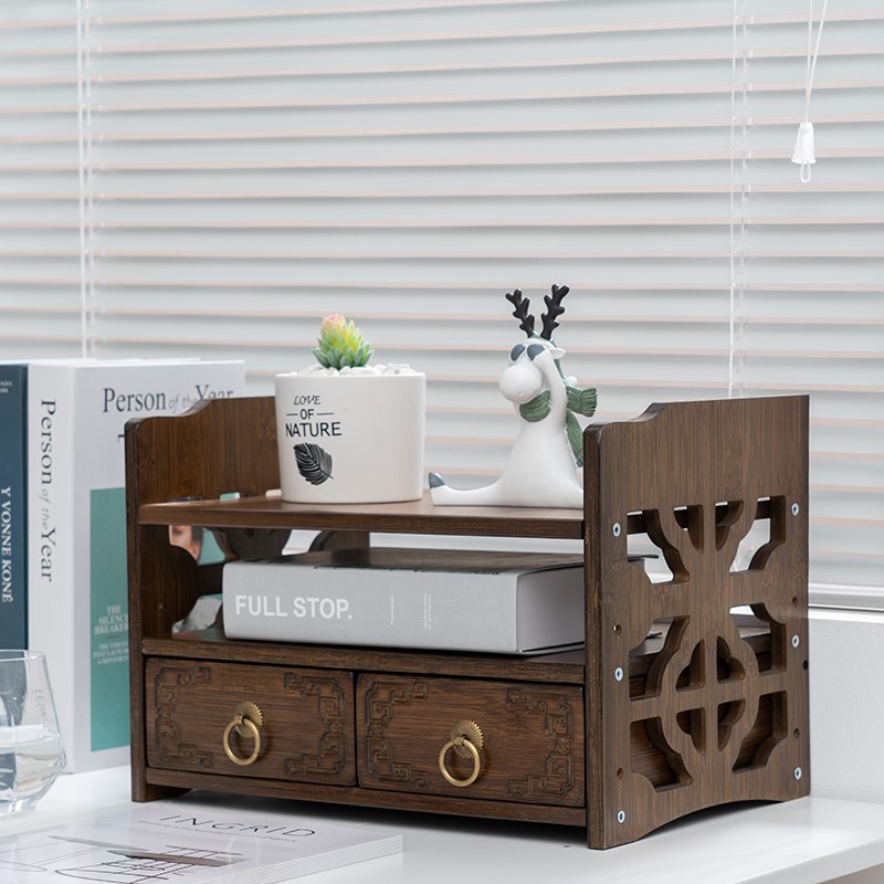 Bamboo office desktop file drawer sundry receive with this seat belt printer small flower shelf