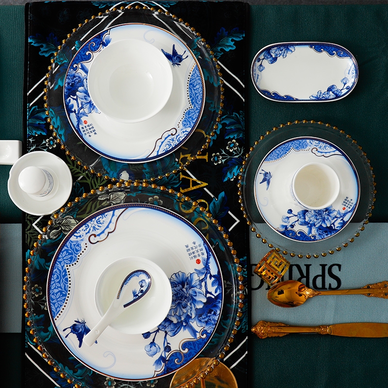 Tableware logo custom dishes hotel club set up ipads porcelain Tableware suit high - end Tableware made table are optional
