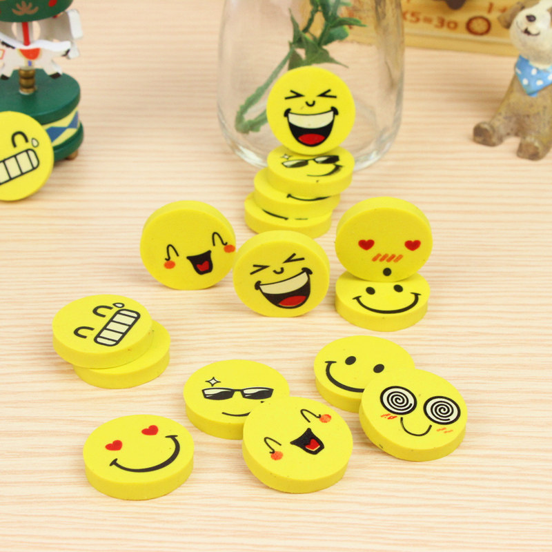 (Excellent percent) Japanese and Korean stationery cute and funny round smiley face eraser creative mini eraser