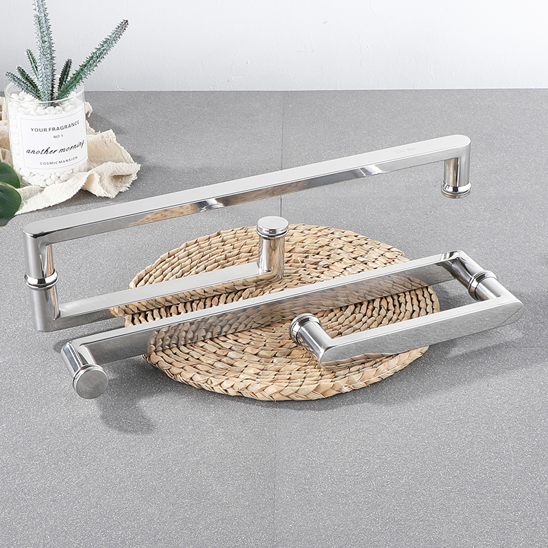 304 stainless steel handle bathroom glass door handle shower room sliding door handle L-shaped square tube fillet