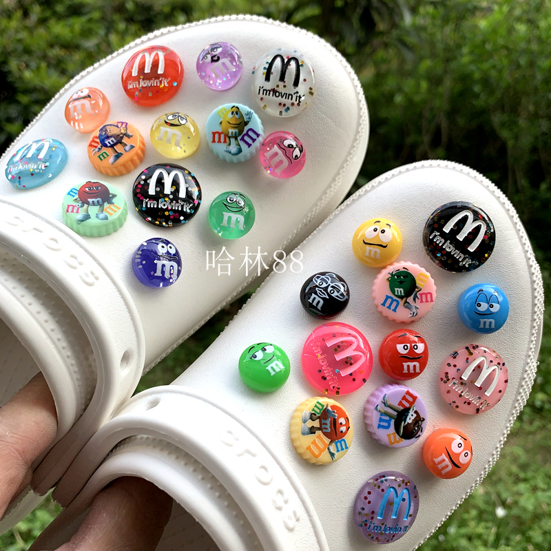 Chocolate Bean Shoe Charms, Decorative Clog Shoe Accessories, Colorful Lollipop, Baby Bottle, Baby m Bean Shoe Buckle, Zhibixing