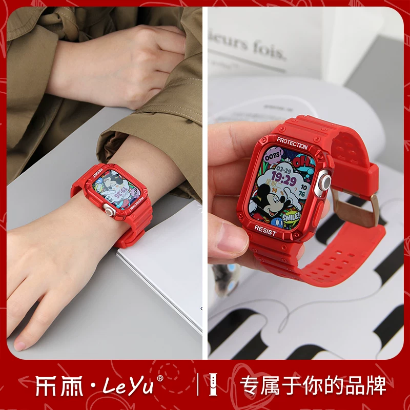 Кожаный чехол для Apple Watch Ultra8/7, ремешок для Apple Watch S9, iWatch 6 поколения, 9 осень-зима, интегрированная механическая вентиляция, силиконовый прозрачный женский защитный чехол S8 набор 41/45 мм