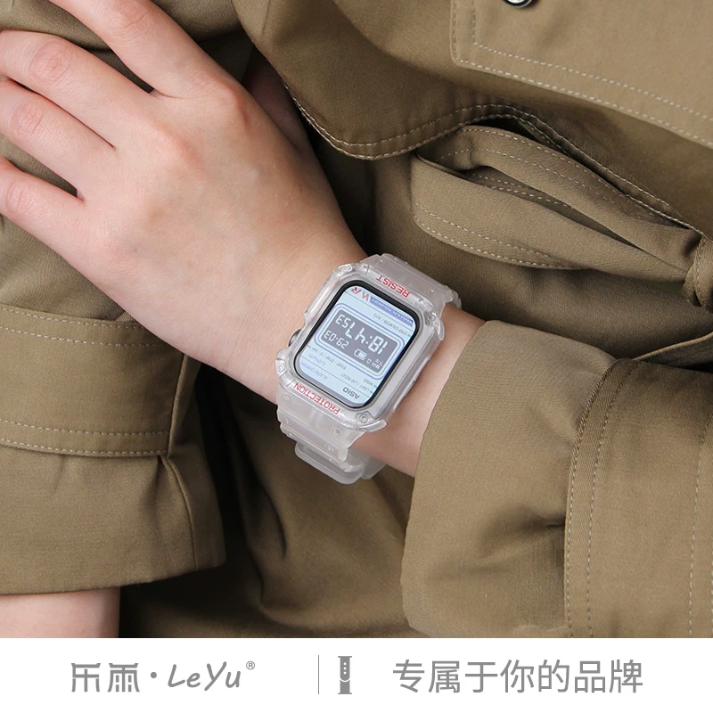 Кожаный чехол для Apple Watch Ultra8/7, ремешок для Apple Watch S9, iWatch 6 поколения, 9 осень-зима, интегрированная механическая вентиляция, силиконовый прозрачный женский защитный чехол S8 набор 41/45 мм