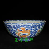 Jingdezhen boutique factory goods porcelain precision hand-painted blue and white bucket color drawing principal Auspicious Cloud Dragon Big Top Bowl collection