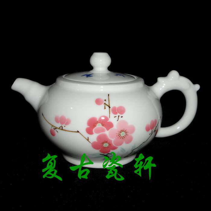 Jingdezhen Cultural Revolution Factory goods Porcelain Red Flag Porcelain Factory All Hand Painted in Painted Red Plum Teapot Water Point Plum Bubble Teapot