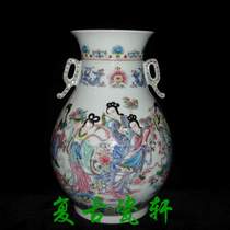 Jingdezhen Factory Porcelain Art Porcelain Factory Seiko Pastel Hand-painted Characters Tiangnu Spreading Flower Vase