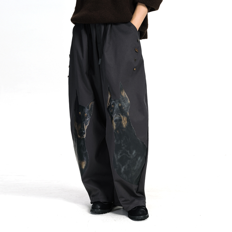 Ixoh Puppy American Scimitar Black Casual Pants Unisex Autumn and Winter 2026 Youth Loose Wide-Leg Trousers