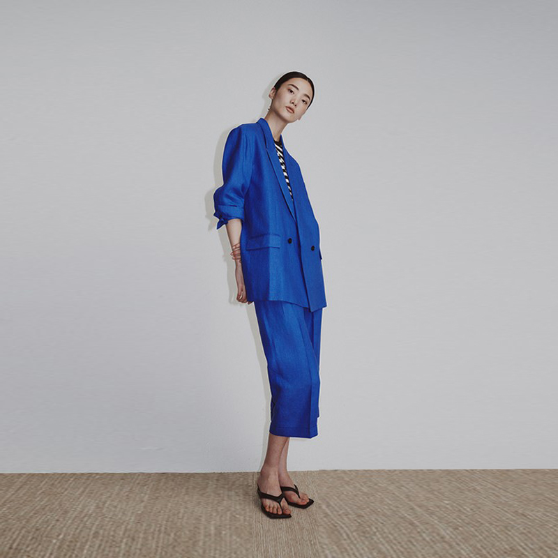 Exclusive high-end liquid ammonia encryption full linen retro micro-profile suit jacket, vest, curling pant series