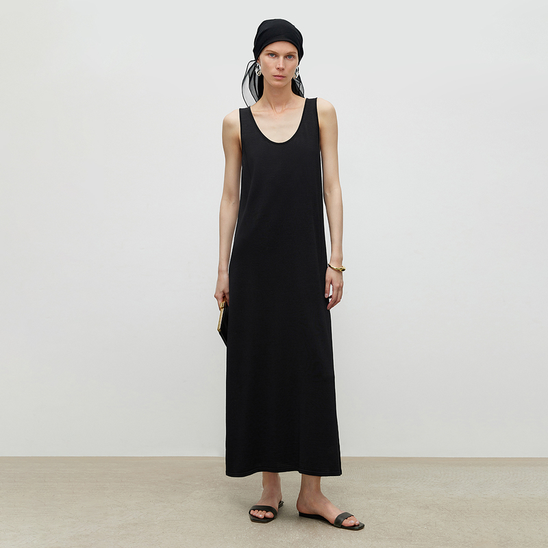 Chicjoc High-End Heavy-Duty Cooling Pure Silk_18-Gauge Double-Strand Thick and Dense Material Classic U-Neck Tank Dress Chicjoc High-End Heavy-Duty Cooling Pure Silk_18-Gauge Double-Strand Thick and Dense Material Classic U-Neck Tank Dress