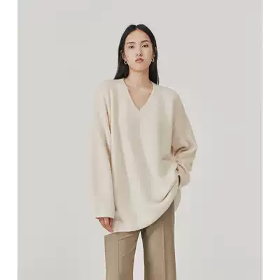 CHICJOC explosive return field soft waxy cloud feel silk cashmere R0W wind slack velvet neck sweater