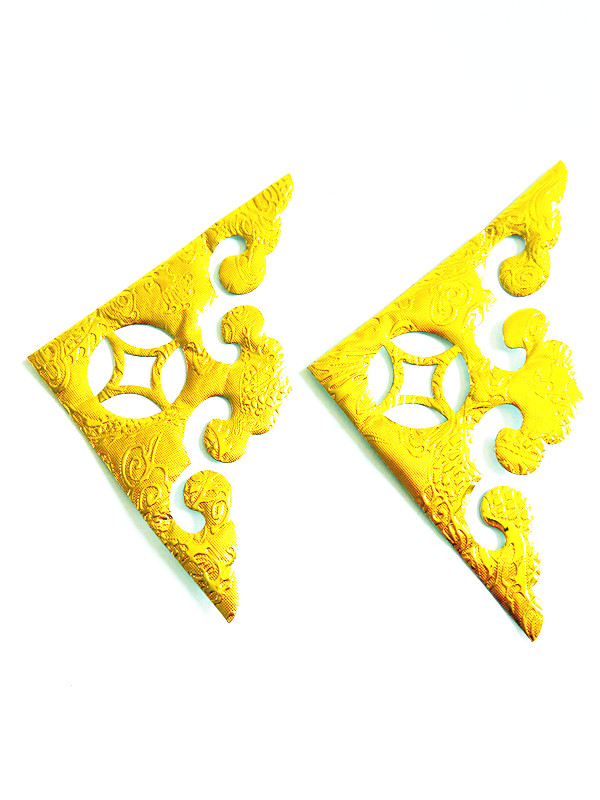 Chaoshan worship supplies Mid-autumn worship moon mother hand-folded flower tower folding flower basket decoration accessories golden corner flower decal