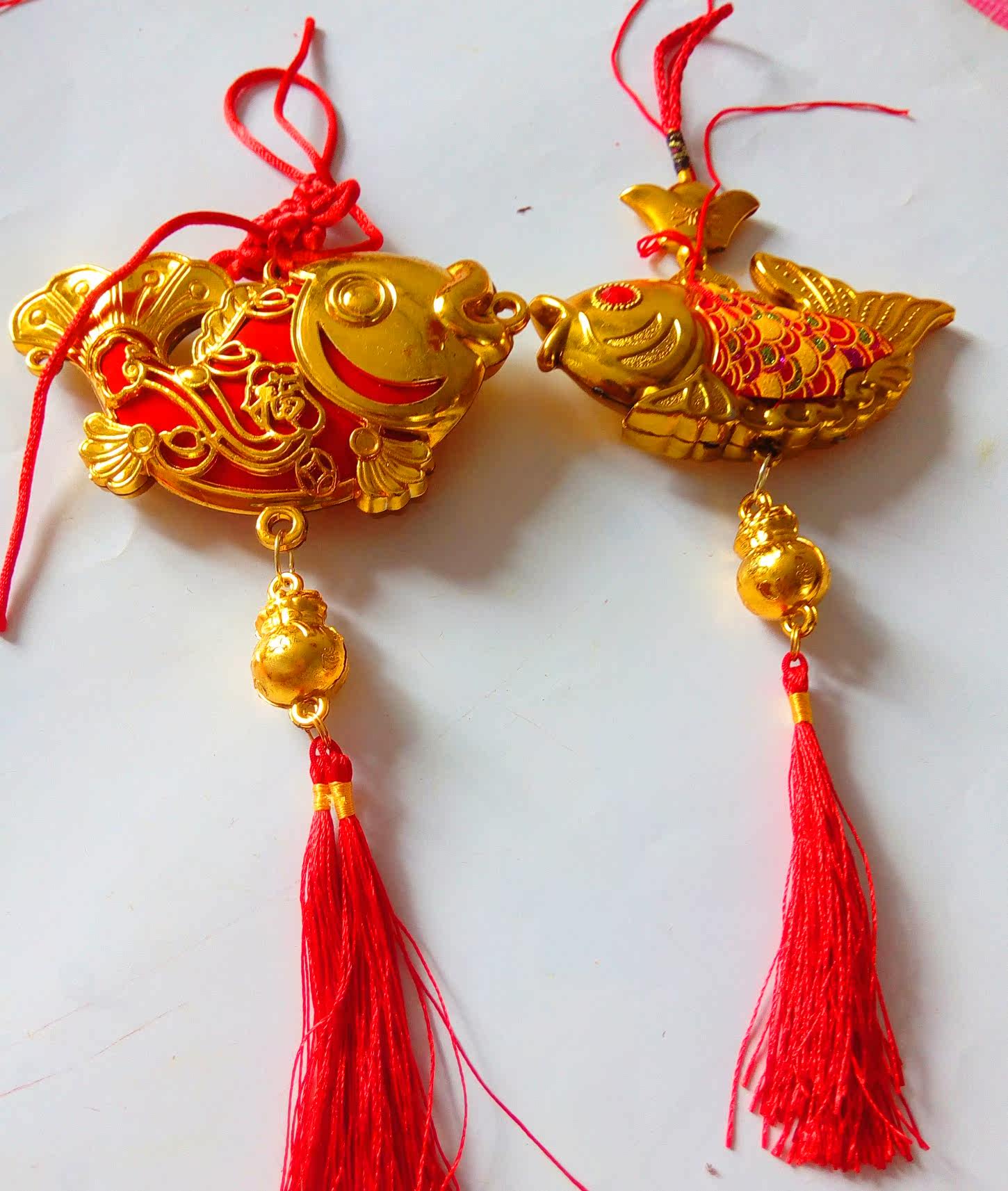 Golden festive wedding opening housewarming room decoration pendant birthday money lock pendant Chinese knot gold-plated fish