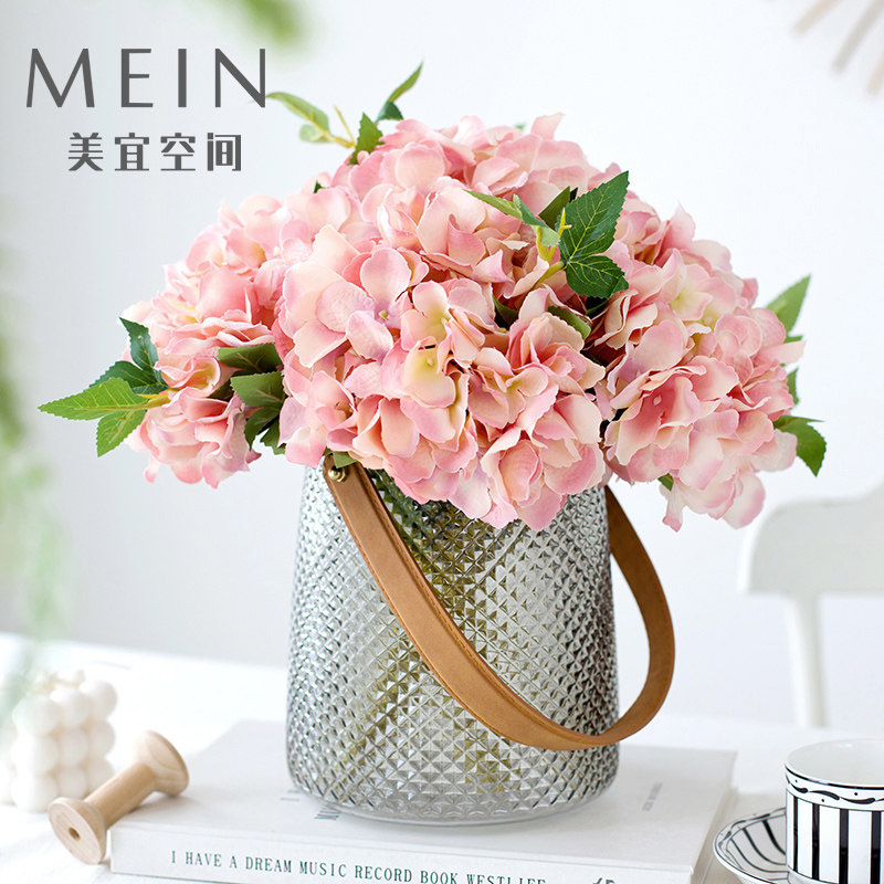 Light luxury hydrangea simulation flower Fake flower Living room decoration Coffee table dining table TV cabinet Decoration bouquet set Floral supplies