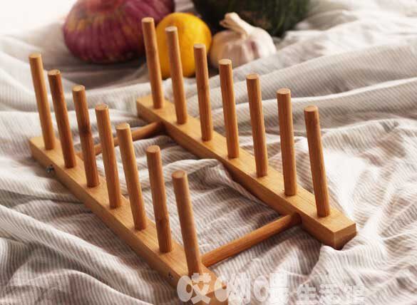 Featured bamboo 6-grid shelf plate dish drain rack kitchen storage storage rack creative kitchen utensils bamboo wood rack