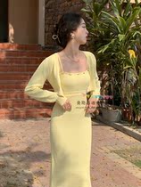 Japan SLY Lean Knit Two Sets Harness one-piece dress 21 Spring new Knitted Skirt Suit