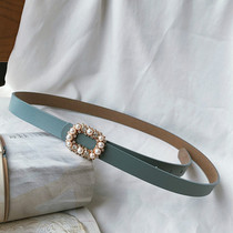 Japan BM Melville retro pearl inlaid diamond thin belt female decorative all-match pure cowhide small belt