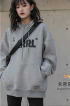 Japans SLY THOM letter print hooded sweater jacket womens spring style loose all-match pullover top women